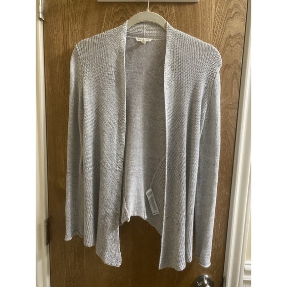Eileen Fisher Womens Petite PP Linen Knit Open Draped Lightweight Cardigan Gray - Picture 1 of 16